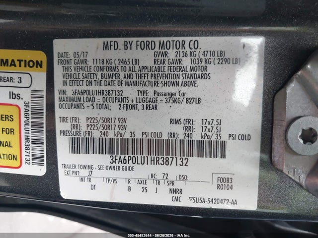 Ford Fusion Hybrid Se 2017 3FA6P0LU1HR387132 Image 9