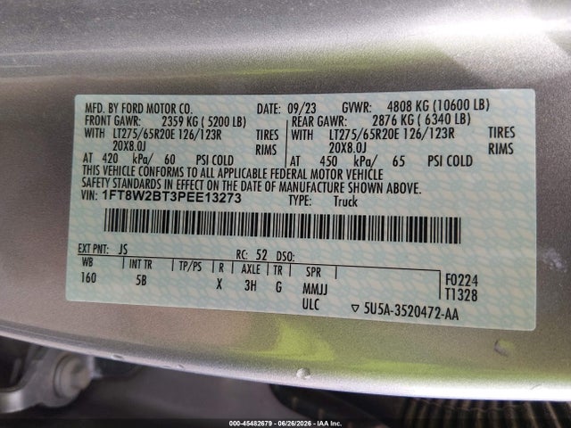 Auction sale of the 2023 Ford F-250 Lariat, vin: 1FT8W2BT3PEE13273, lot number: 45482679
