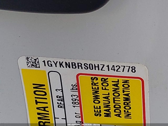 45482695 :رقم المزاد ، 1GYKNBRS0HZ142778 vin ، 2017 Cadillac Xt5 Luxury مزاد بيع