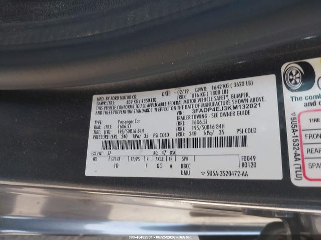 Ford FIESTA SE 2019 3FADP4EJ3KM132021 Image 9