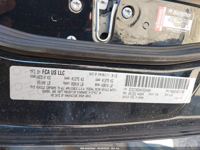 Aukcja sprzedaży 2019 Chrysler 300, vin: 2C3CCABG4KH524050, numer aukcji: 45482844