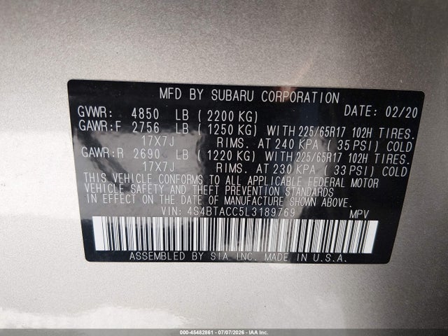 Subaru Outback Premium 2020 4S4BTACC5L3189769 Image 9
