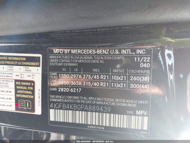 Aukcja sprzedaży 2023 Mercedes-benz Gle 350 4matic, vin: 4JGFB4KB0PA889439, numer aukcji: 45482940