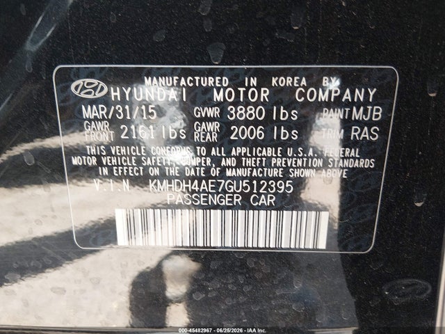 Hyundai ELANTRA SE 2016 KMHDH4AE7GU512395 Image 9