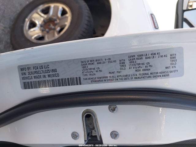 Продаж на аукціоні авто 2020 Ram 2500 Tradesman  4x4 6'4 Box, vin: 3C6UR5CL7LG251860, номер лоту: 45482970