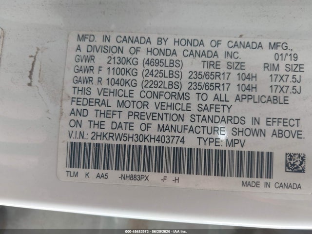 Honda CR-V LX 2019 2HKRW5H30KH403774 Image 9