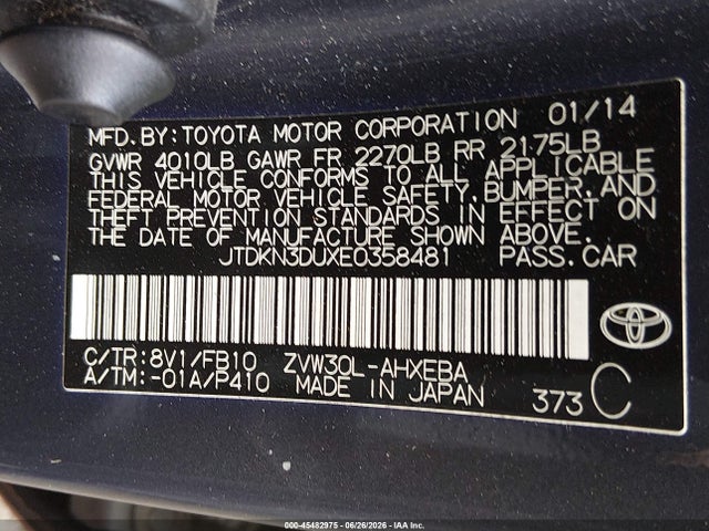 Toyota Prius Three 2014 JTDKN3DUXE0358481 Image 9