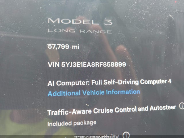 5YJ3E1EA8RF858899 Tesla Model 3 Long Range Dual Motor All-wheel Drive/rear-wheel Drive