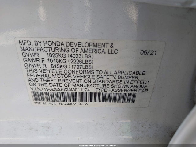 Продаж на аукціоні авто 2021 Acura Ilx Premium Package/technology Package, vin: 19UDE2F73MA011174, номер лоту: 45483077