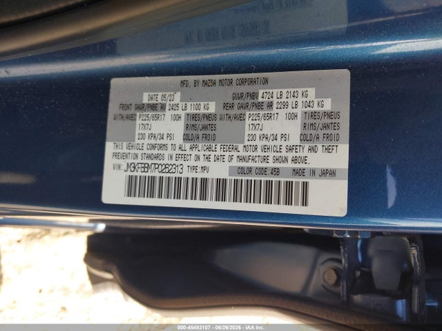 Продаж на аукціоні авто 2023 Mazda Cx-5 2.5 S Select, vin: JM3KFBBM7P0262313, номер лоту: 45483107