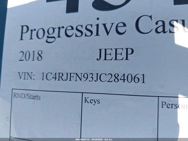 45483132 :رقم المزاد ، 1C4RJFN93JC284061 vin ، 2018 Jeep Grand Cherokee Trackhawk 4x4 مزاد بيع