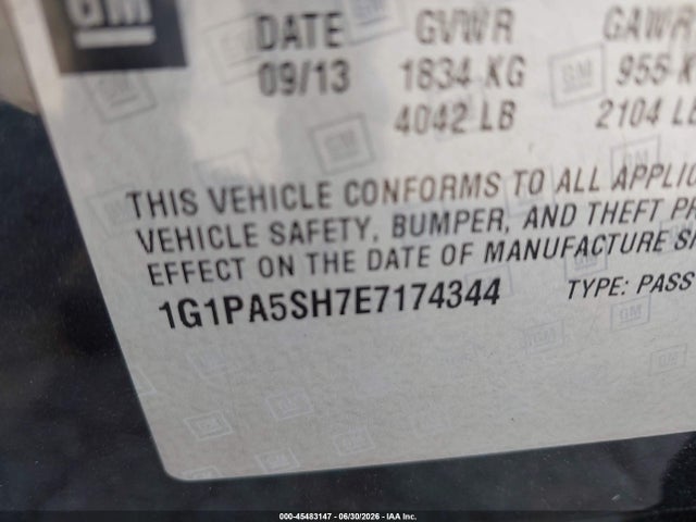 1G1PA5SH7E7174344 Chevrolet Cruze Ls Auto