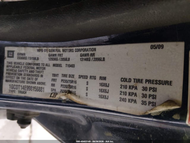 Продаж на аукціоні авто 2009 Chevrolet Colorado Work Truck, vin: 1GCDT14E998156881, номер лоту: 45483149