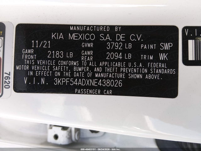 KIA Forte Gt-line 2022 3KPF54ADXNE438026 Image 9