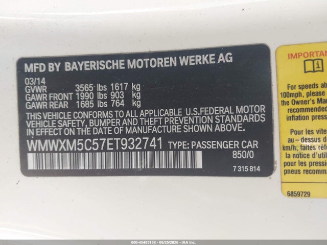 Aukcja sprzedaży 2014 Mini Hardtop Cooper, vin: WMWXM5C57ET932741, numer aukcji: 45483158