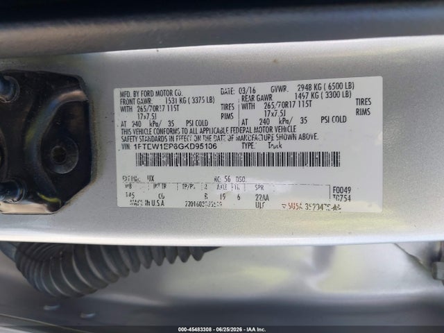 Ford F-150 Lariat/xl/xlt 2016 1FTEW1EP6GKD95106 Image 9