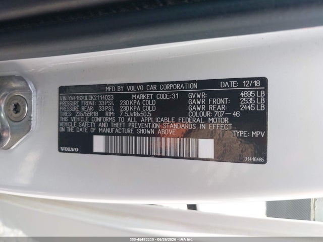 Продажа на аукционе авто 2019 Volvo Xc40 T5 Inscription, vin: YV4162UL0K2114023, номер лота: 45483330