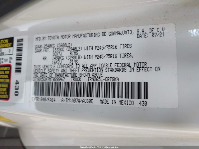 Toyota Tacoma Sr 2021 3TYRX5GN7MT028967 Image 9