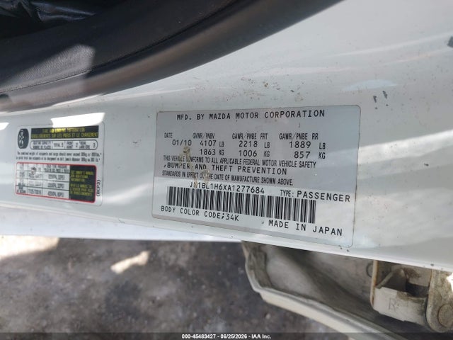 45483427 :رقم المزاد ، JM1BL1H6XA1277684 vin ، 2010 Mazda Mazda3 مزاد بيع