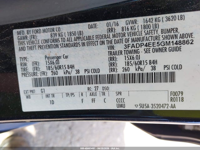 Ford FIESTA SE 2016 3FADP4EE5GM148862 Image 9