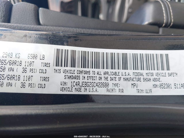 1C4RJEBG2GC422680 Jeep Grand Cherokee Limited