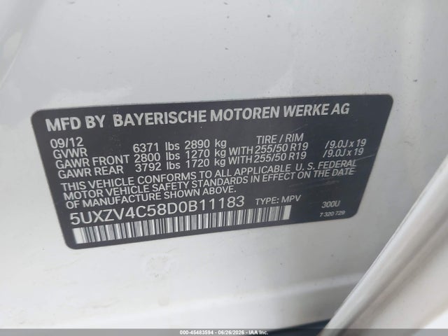 Продажа на аукционе авто 2013 Bmw X5 Xdrive35i/xdrive35i Premium/xdrive35i Sport Activity, vin: 5UXZV4C58D0B11183, номер лота: 45483594