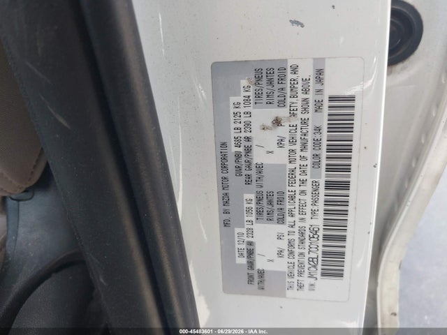 45483601 :رقم المزاد ، JM1CW2BL7C0105461 vin ، 2012 Mazda Mazda5 Sport مزاد بيع