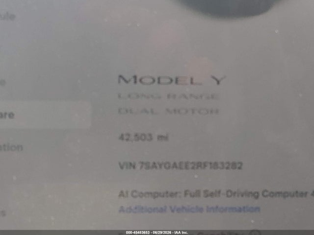 Aukcja sprzedaży 2024 Tesla Model Y Long Range Dual Motor All-wheel Drive, vin: 7SAYGAEE2RF183282, numer aukcji: 45483653