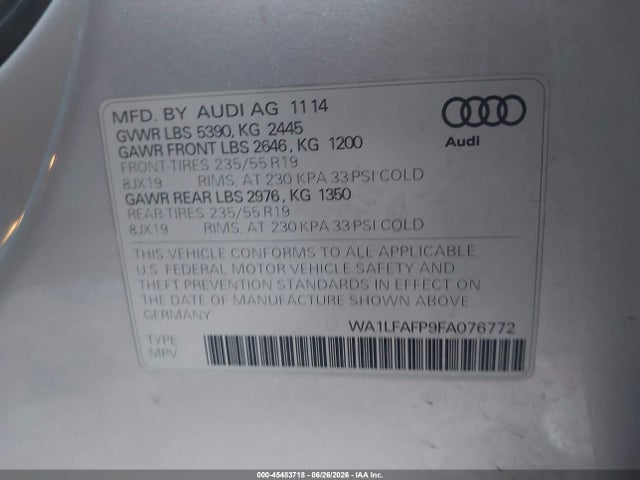 Audi Q5 2.0t Premium 2015 WA1LFAFP9FA076772 Image 9