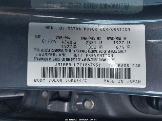 Aukcja sprzedaży 2026 Mazda Mazda3 2.5 S Carbon Edition, vin: JM1BPBLL7T1867951, numer aukcji: 45483727