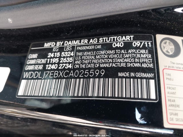 Aukcja sprzedaży 2012 Mercedes-benz Cls 63 Amg, vin: WDDLJ7EBXCA025599, numer aukcji: 45483733
