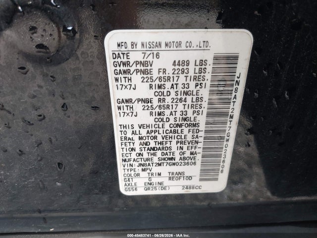 Nissan ROGUE S 2016 JN8AT2MT7GW023606 Image 9