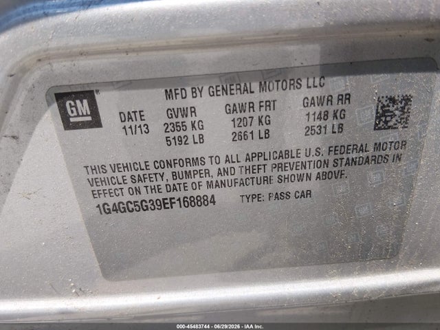 45483744 :رقم المزاد ، 1G4GC5G39EF168884 vin ، 2014 Buick Lacrosse Leather Group مزاد بيع