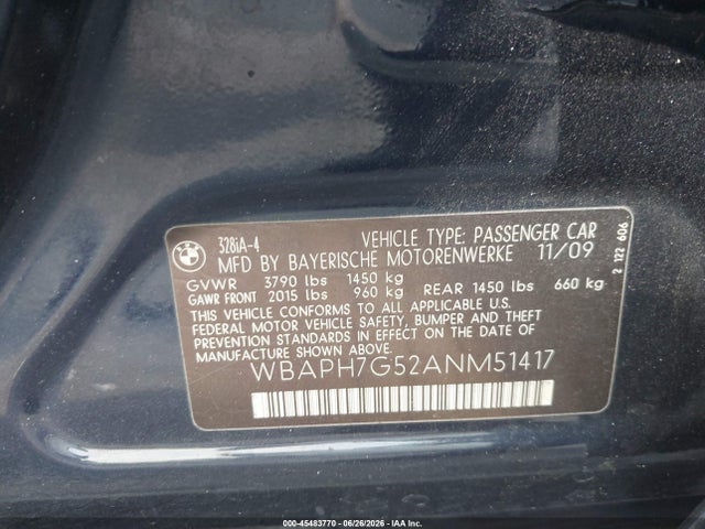 Продаж на аукціоні авто 2010 Bmw 328i, vin: WBAPH7G52ANM51417, номер лоту: 45483770