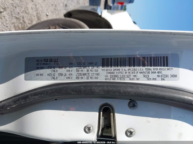 45483783 :رقم المزاد ، 3C63RRGL3JG311627 vin ، 2018 Ram 3500 Tradesman  4x4 8' Box مزاد بيع