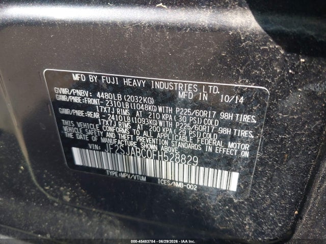 Subaru Forester 2.5i 2015 JF2SJABC0FH528829 Image 9