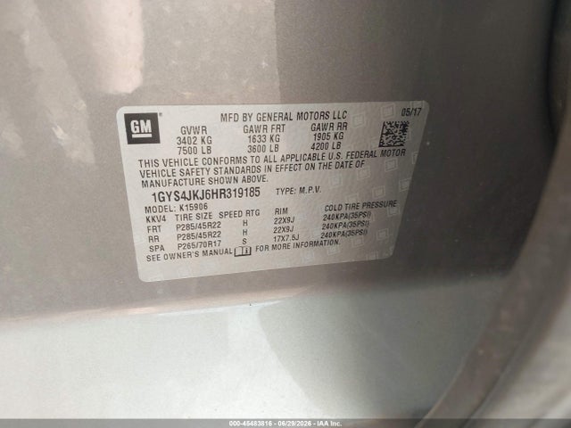 Aukcja sprzedaży 2017 Cadillac Escalade Esv Premium Luxury, vin: 1GYS4JKJ6HR319185, numer aukcji: 45483816