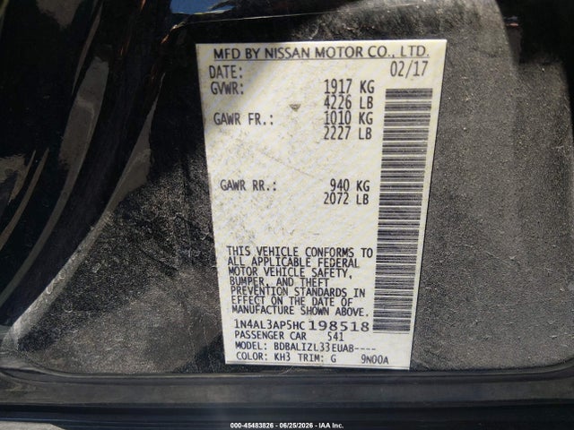Nissan Altima 2.5 Sv 2017 1N4AL3AP5HC198518 Image 9