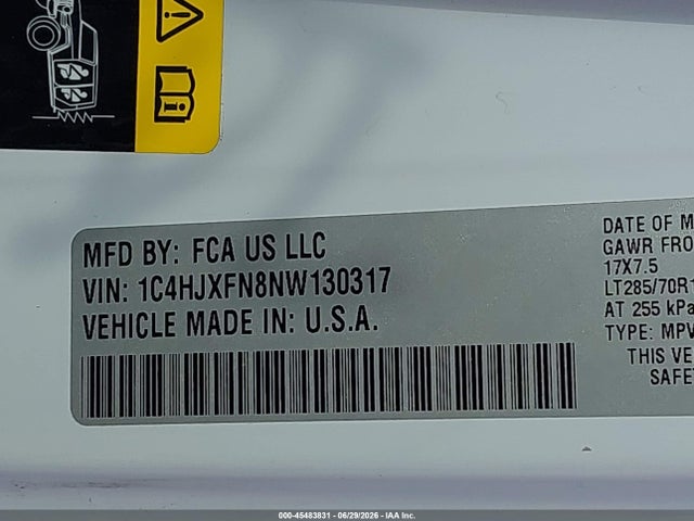 Aukcja sprzedaży 2022 Jeep Wrangler Unlimited Rubicon 4x4, vin: 1C4HJXFN8NW130317, numer aukcji: 45483831