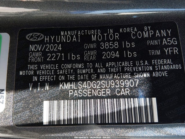 Продаж на аукціоні авто 2025 Hyundai Elantra Sel Convenience, vin: KMHLS4DG2SU939907, номер лоту: 45483874