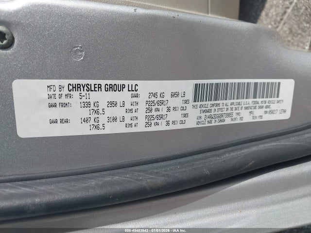 2011 Volkswagen Routan Se მანქანა იყიდება აუქციონზე, vin: 2V4RW3DG6BR739855, აუქციონის ნომერი: 45483943