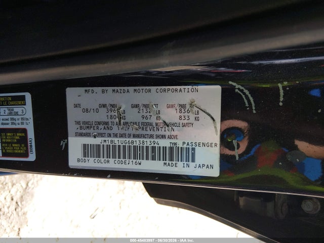 Aukcja sprzedaży 2011 Mazda Mazda3 I Sport, vin: JM1BL1UG6B1381394, numer aukcji: 45483997