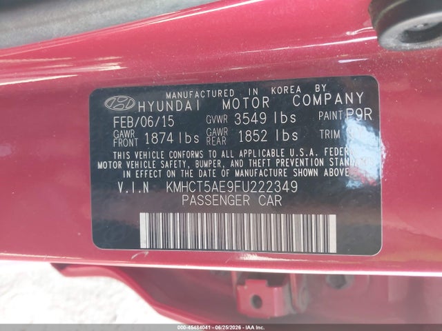 Hyundai ACCENT GS 2015 KMHCT5AE9FU222349 Image 9