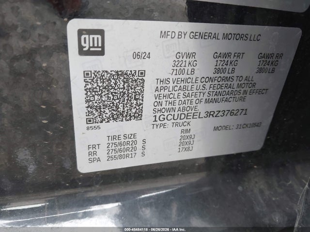 1GCUDEEL3RZ376271 Chevrolet Silverado 1500 4wd Short Bed Rst