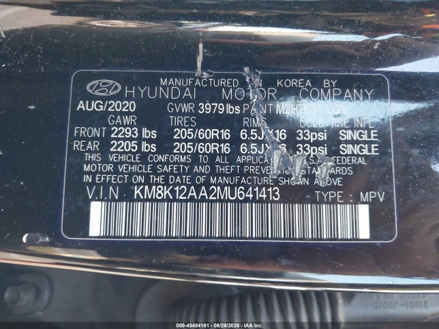 2021 Hyundai Kona Se მანქანა იყიდება აუქციონზე, vin: KM8K12AA2MU641413, აუქციონის ნომერი: 45484161