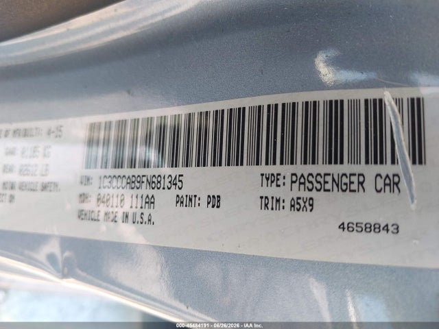 Aukcja sprzedaży 2015 Chrysler 200 Limited, vin: 1C3CCCAB9FN681345, numer aukcji: 45484191