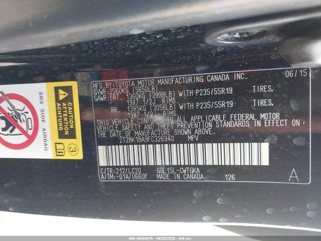 45484216 :رقم المزاد ، 2T2BK1BA9FC326940 vin ، 2015 Lexus Rx 350 مزاد بيع
