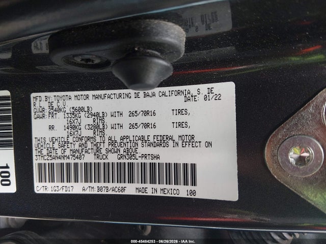 3TMCZ5AN4NM475407 Toyota Tacoma Trd Off Road
