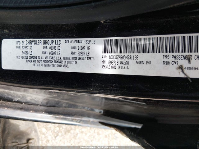 Aukcja sprzedaży 2013 Dodge Avenger Se, vin: 1C3CDZAB0DN531136, numer aukcji: 45484266
