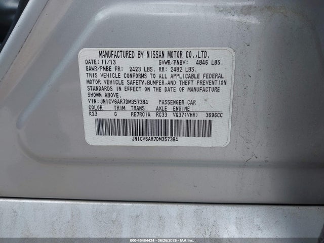 Aukcja sprzedaży 2013 Infiniti G37x, vin: JN1CV6AR7DM357384, numer aukcji: 45484424